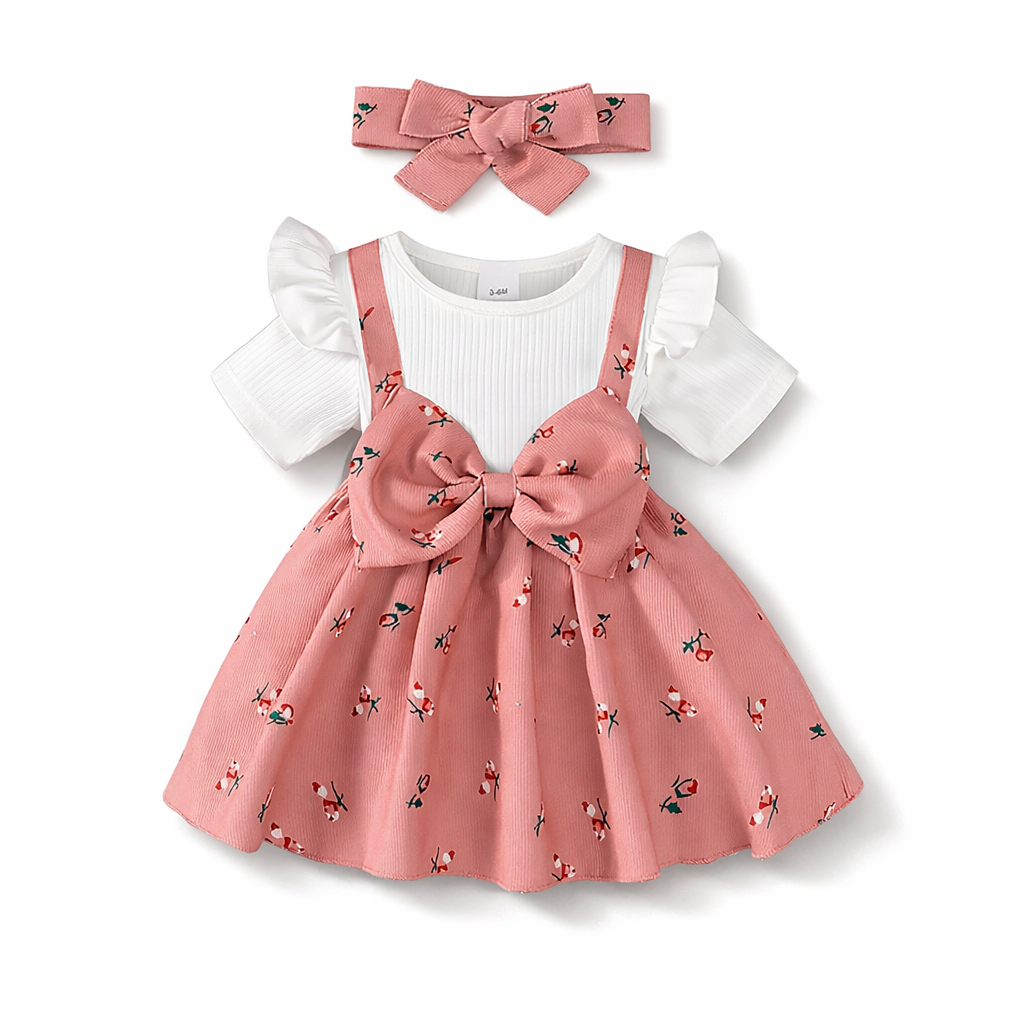 Summer Blooming Bow Baby Dress with Headband