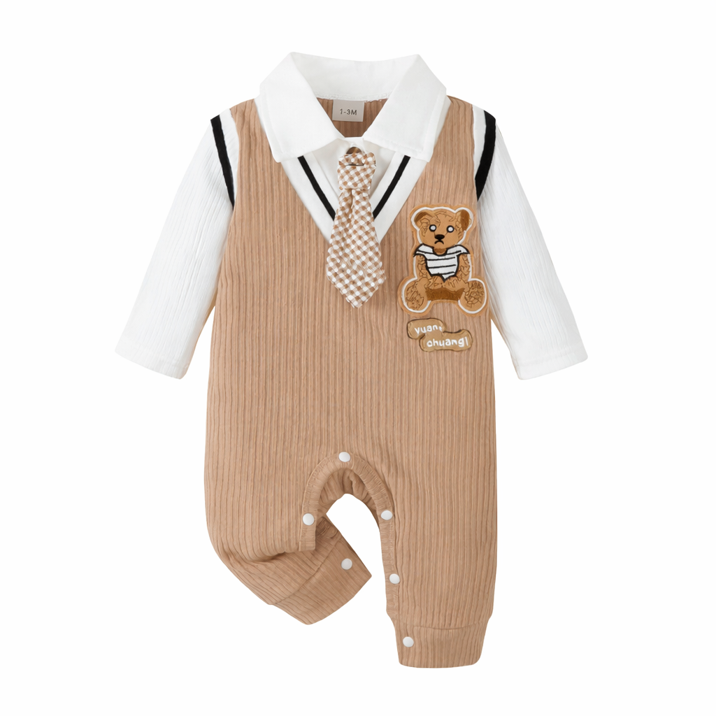 Little Gentleman Teddy Long Sleeve Romper