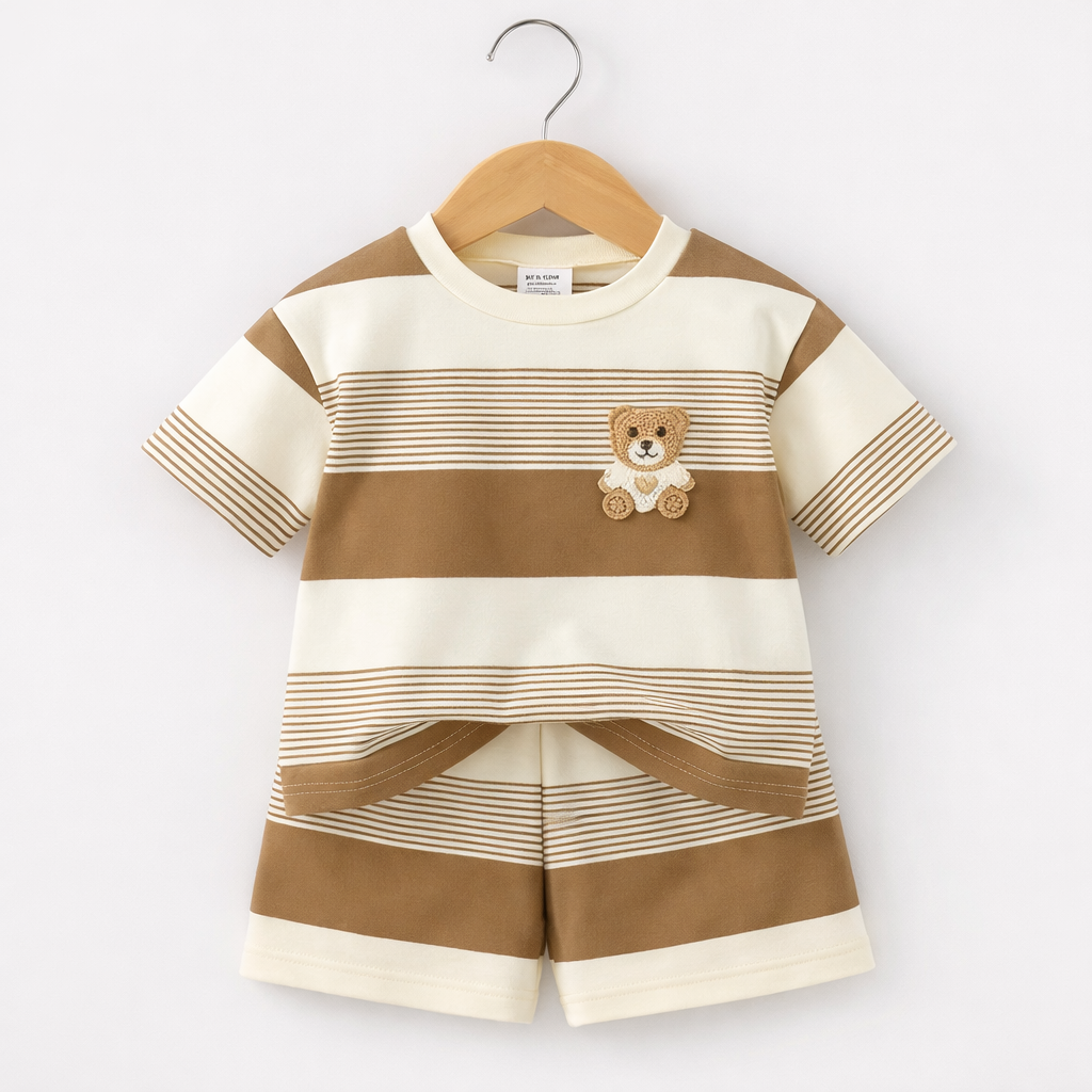 Adorable Bear Summer Outfit for Stylish Little Boys