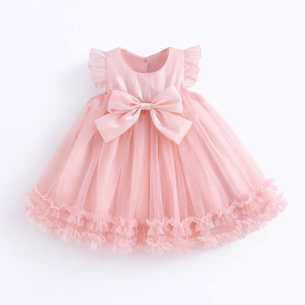 Adorable Baby Girl Chiffon Bow Dress