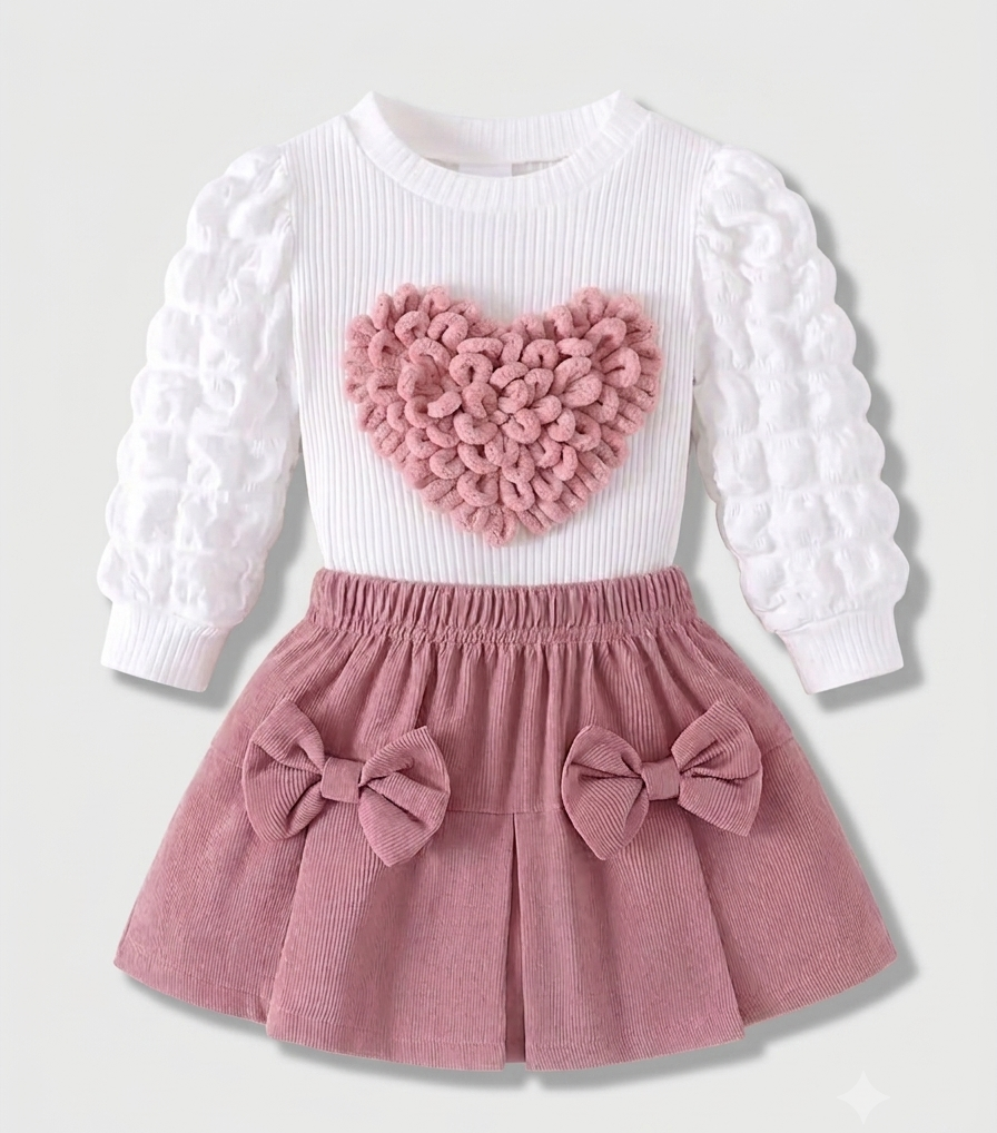 Sweet Heart Winter Pink Skirt for Little Girls