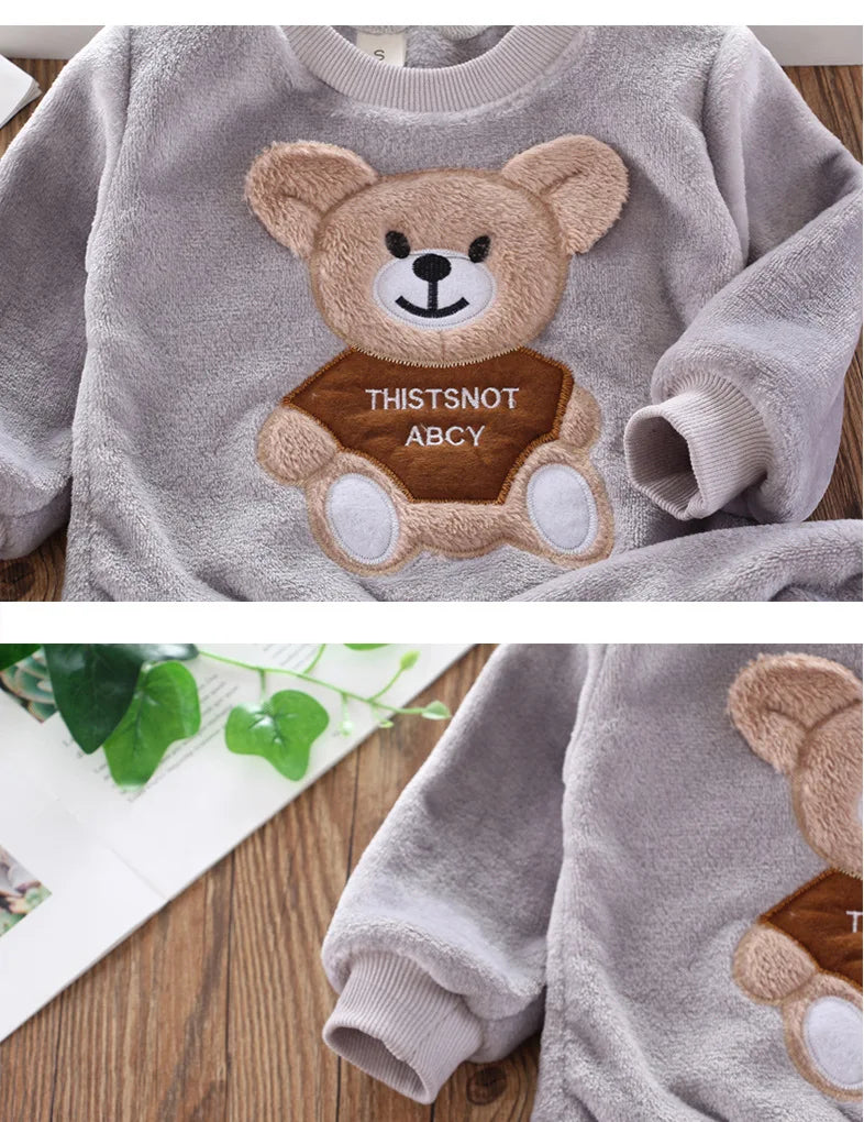 Cartoon Bear Sleepwear Children Pajama Set