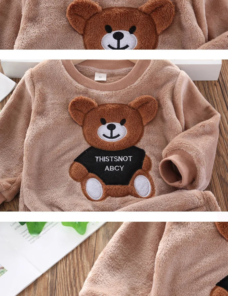 Cartoon Bear Sleepwear Children Pajama Set