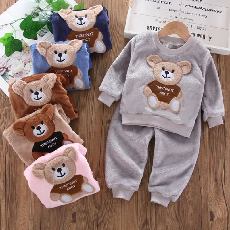 Cartoon Bear Sleepwear Children Pajama Set