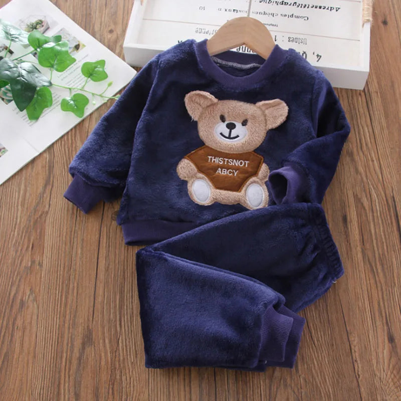 Cartoon Bear Sleepwear Children Pajama Set