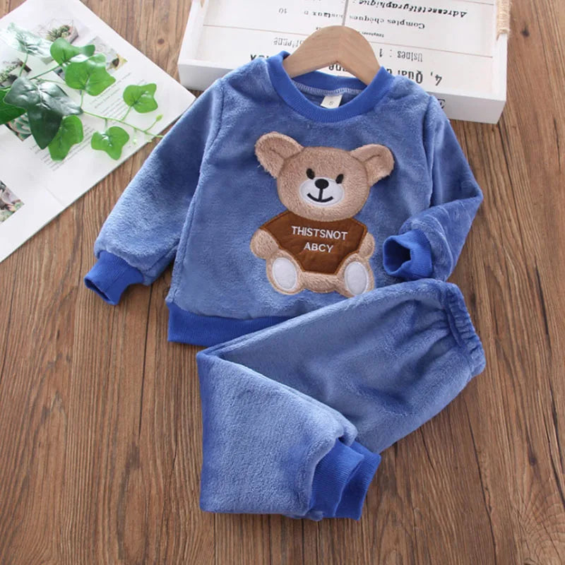Cartoon Bear Sleepwear Children Pajama Set