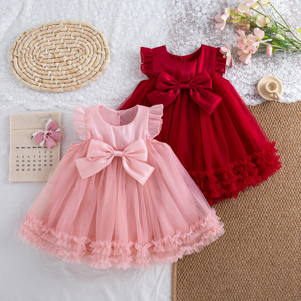 Adorable Baby Girl Chiffon Bow Dress