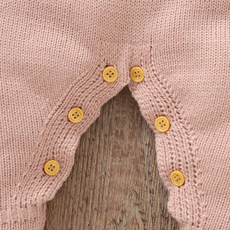 Adorable Vintage Pink Knit Long Sleeve Jumpsuit