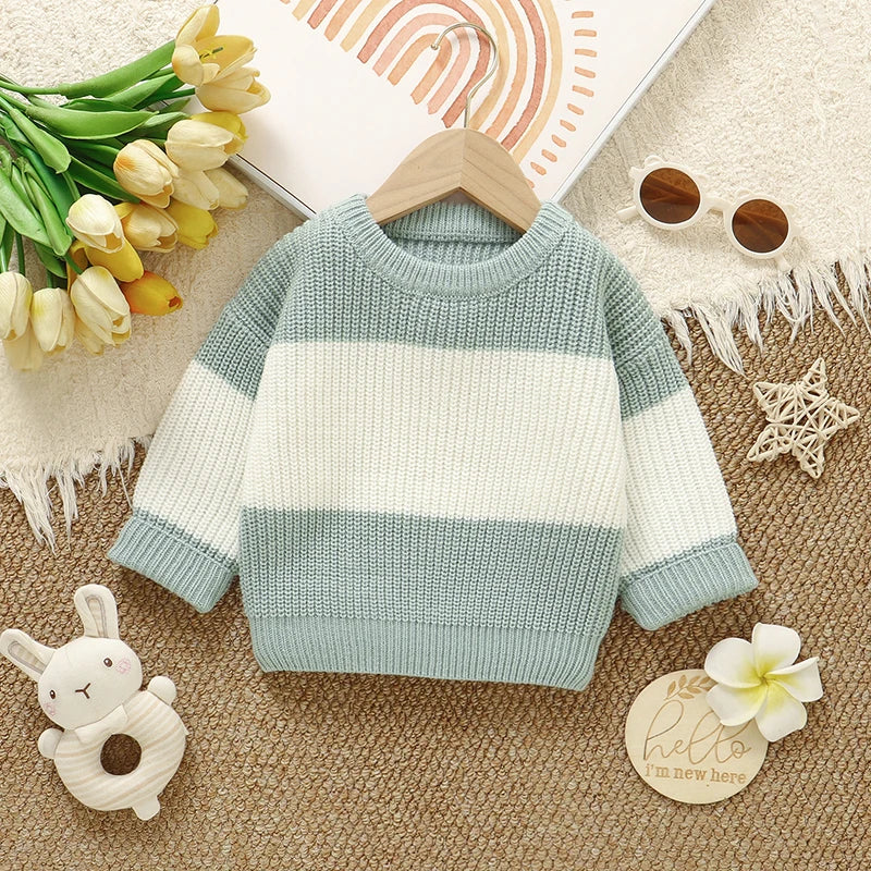 Warm Colorblock Toddler Knit Sweater for Cool Weather