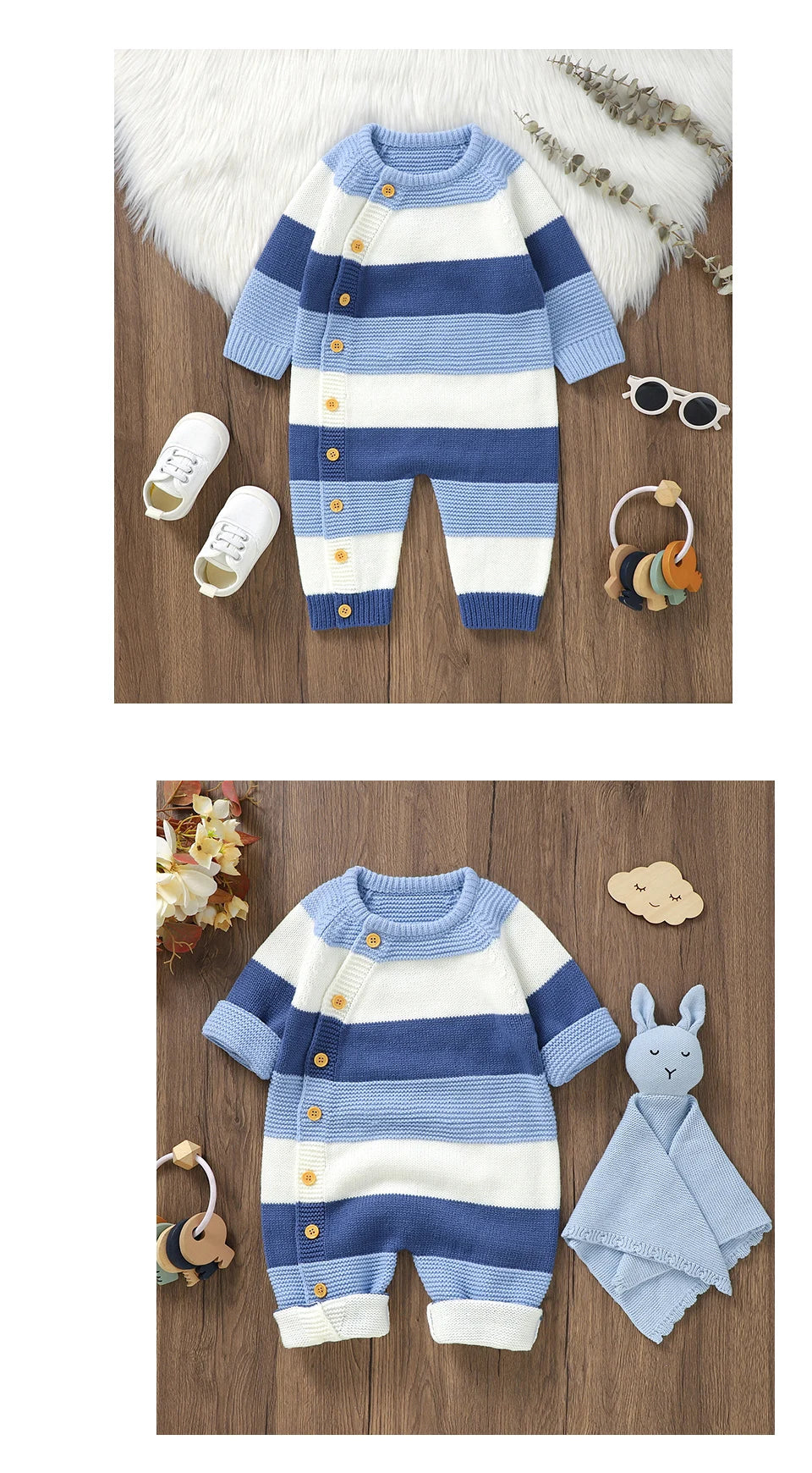 Striped Knit Baby Romper for Everyday Comfort