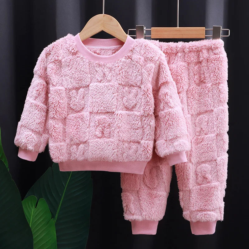 Korean Cloud Soft Kids Fleece Pajama Set
