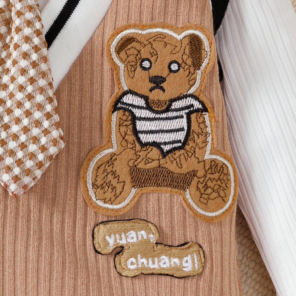 Little Gentleman Teddy Long Sleeve Romper
