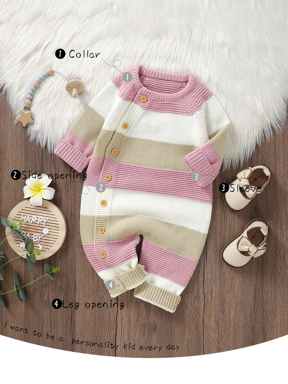 Striped Knit Baby Romper for Everyday Comfort