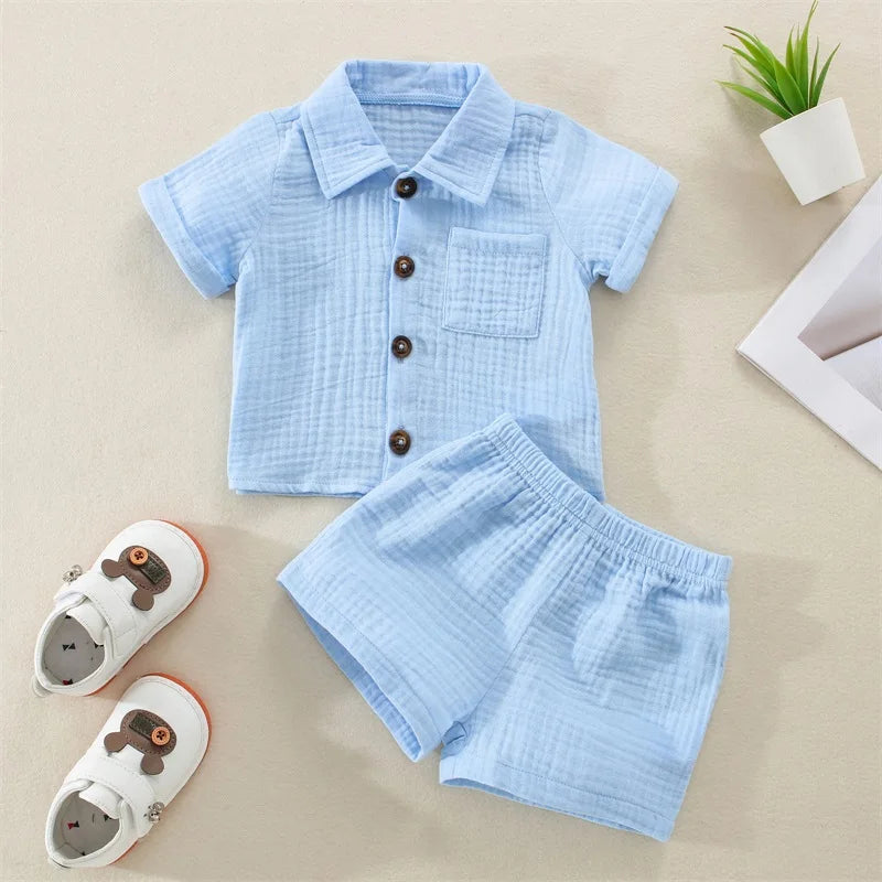 Little Gentleman Cotton Linen Summer Outfit Set