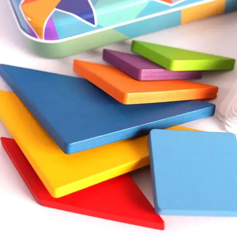 Colorful Shape Matching Tangram Puzzle Box