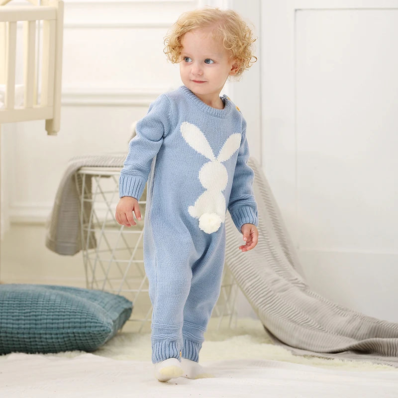 Cute Rabbit Knitted Baby Rompers for Newborns