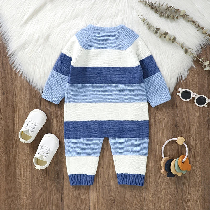 Striped Knit Baby Romper for Everyday Comfort