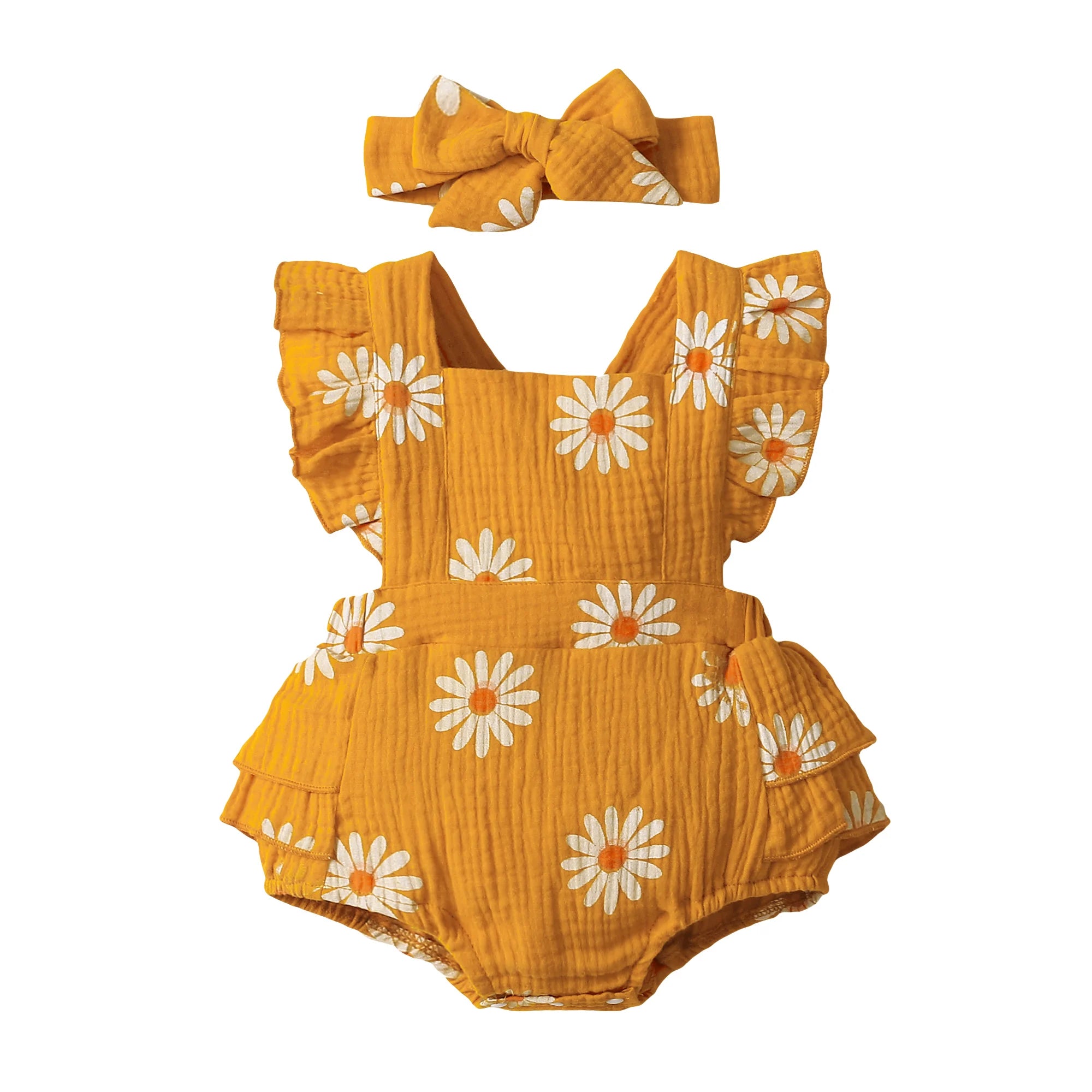 Sunny Daisy Sunflower Baby Romper Set