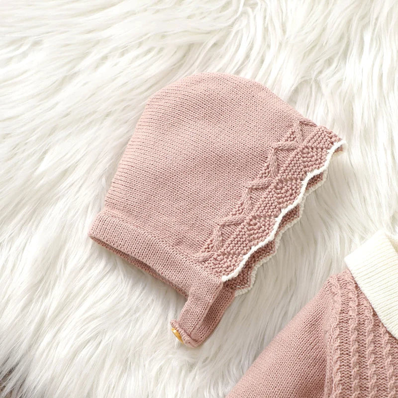 Adorable Vintage Pink Knit Long Sleeve Jumpsuit