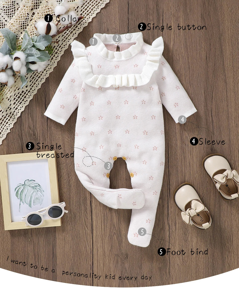 Adorable Newborn Casual Ruffle Romper for Autumn and Winter