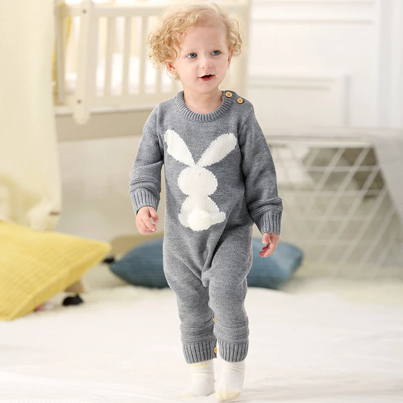 Cute Rabbit Knitted Baby Rompers for Newborns