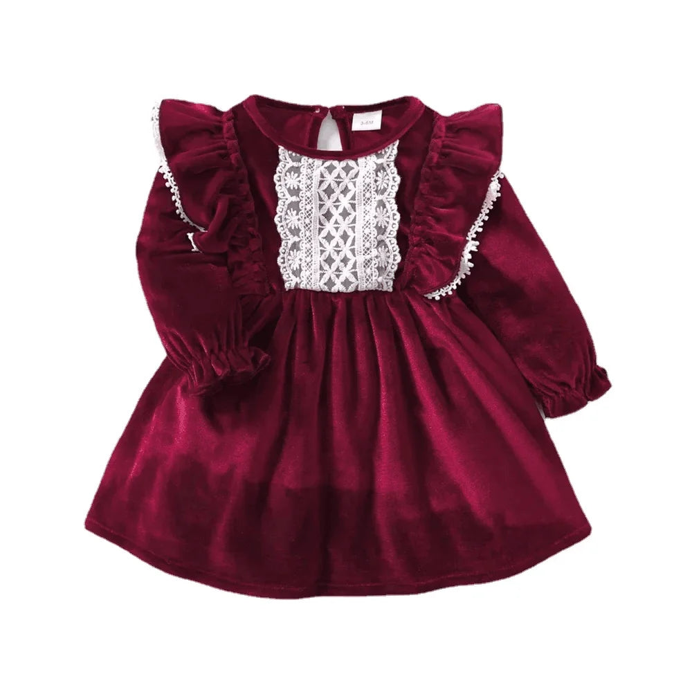 Burgundy Baby Girl Ruffle Dress