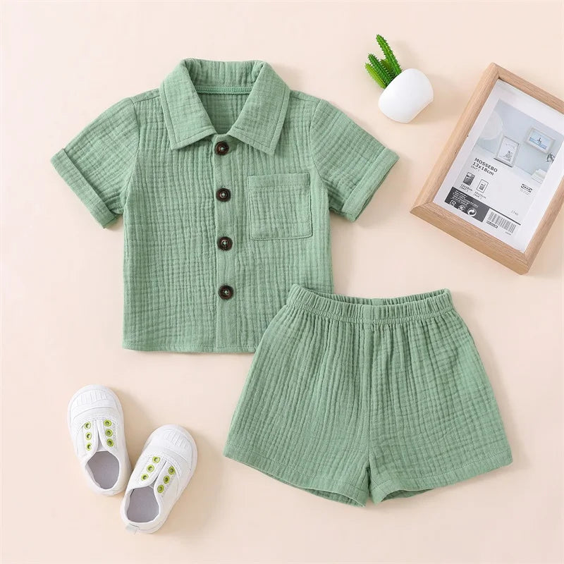 Little Gentleman Cotton Linen Summer Outfit Set