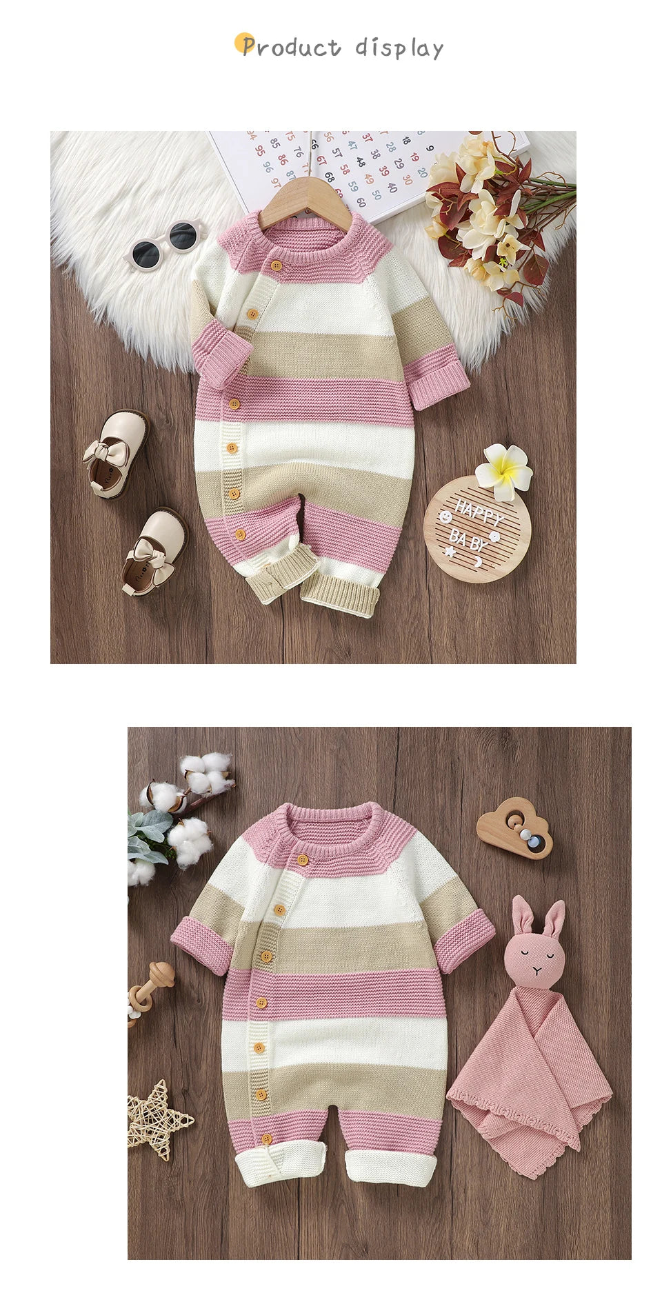 Striped Knit Baby Romper for Everyday Comfort
