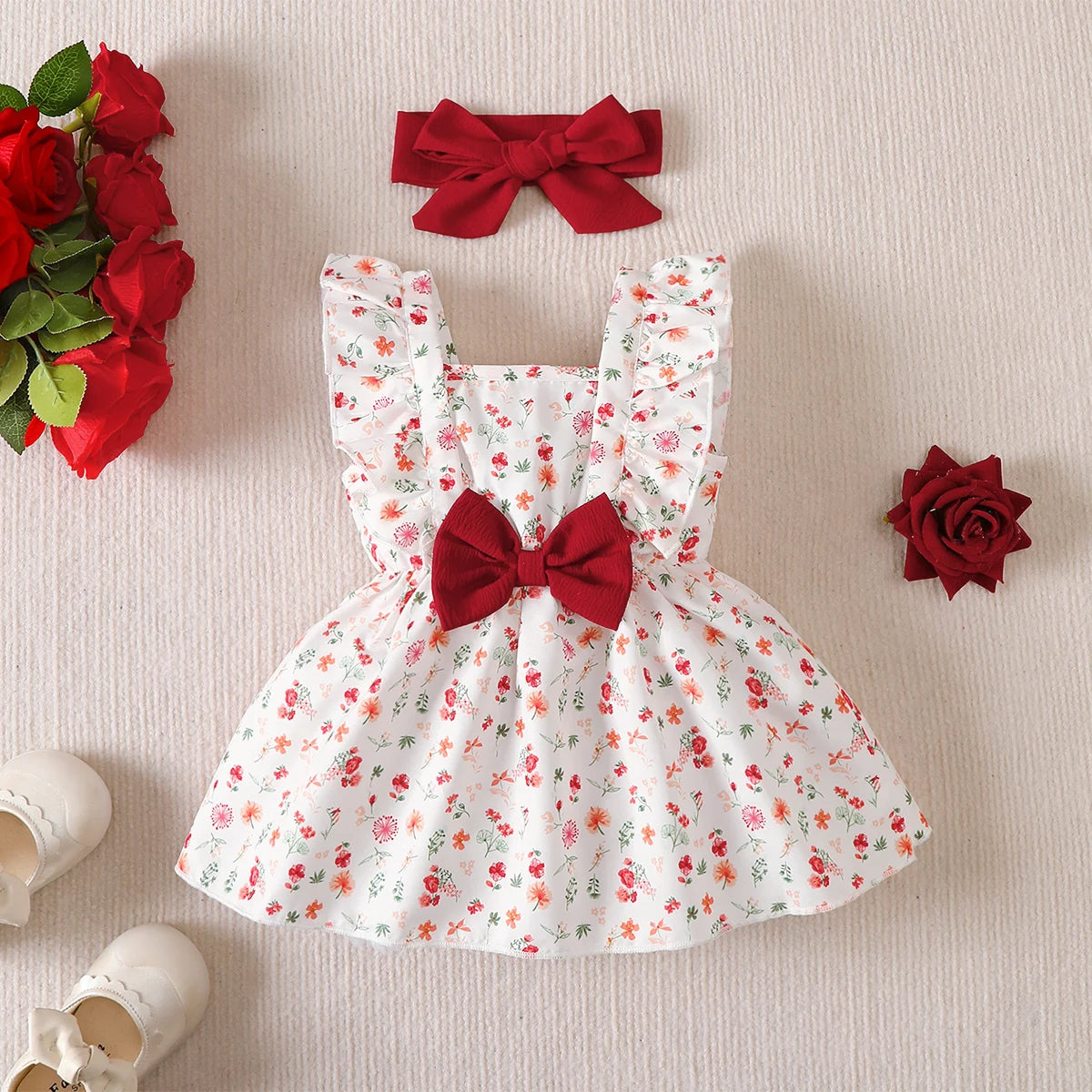Sweet Blossom Floral Ruffle Baby Dress Set