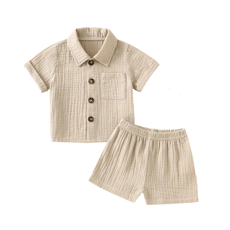 Little Gentleman Cotton Linen Summer Outfit Set