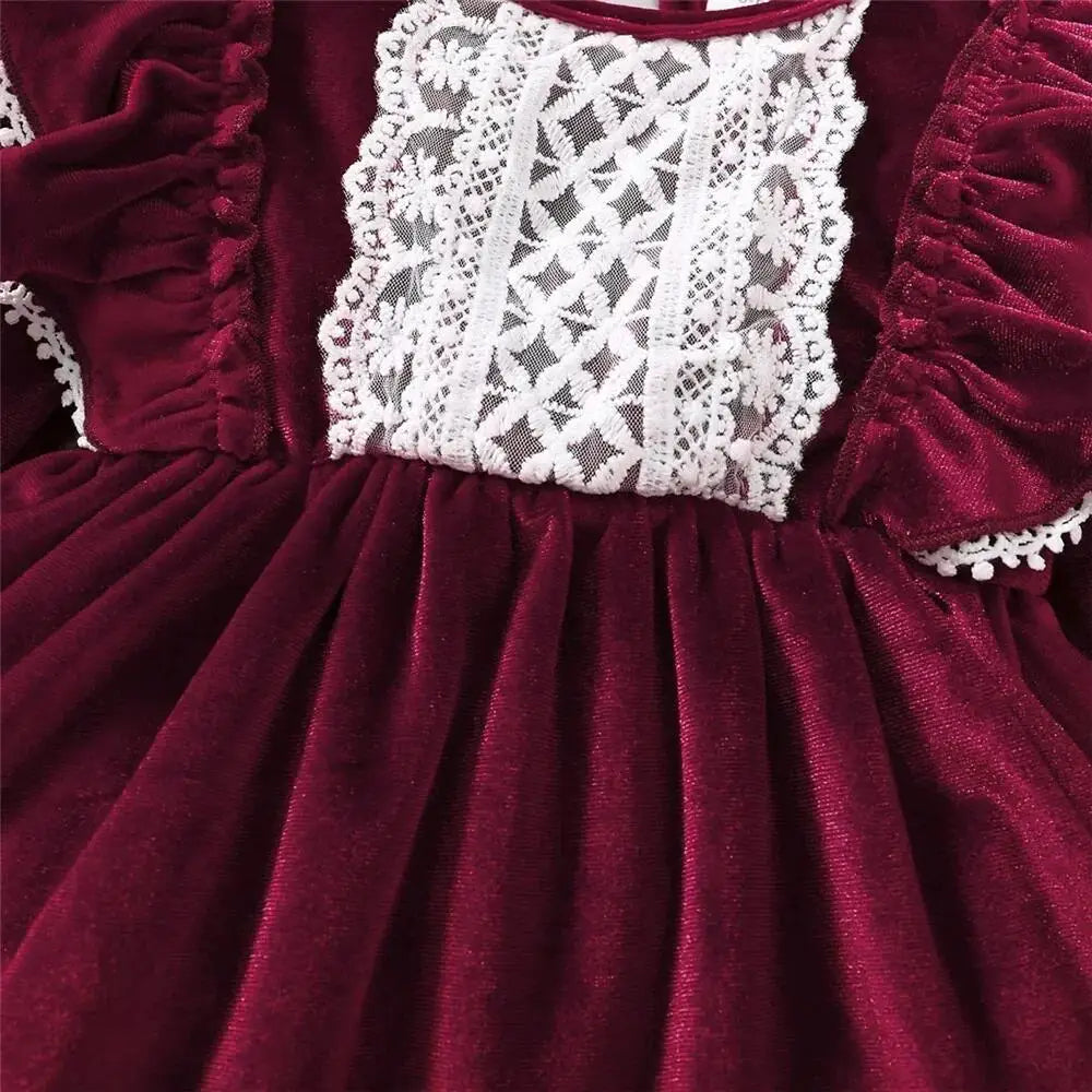 Burgundy Baby Girl Ruffle Dress