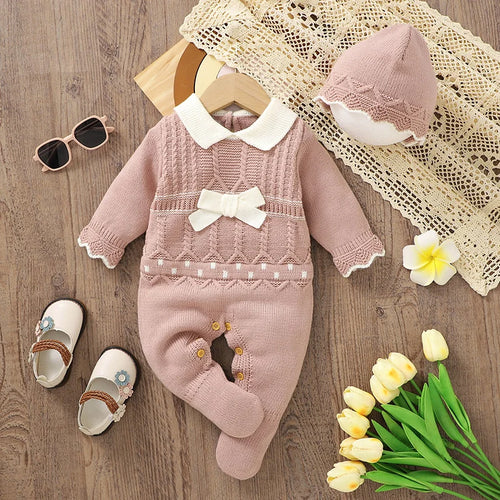 Adorable Vintage Pink Knit Long Sleeve Jumpsuit