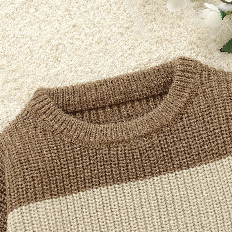 Warm Colorblock Toddler Knit Sweater for Cool Weather