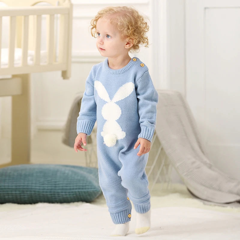 Cute Rabbit Knitted Baby Rompers for Newborns
