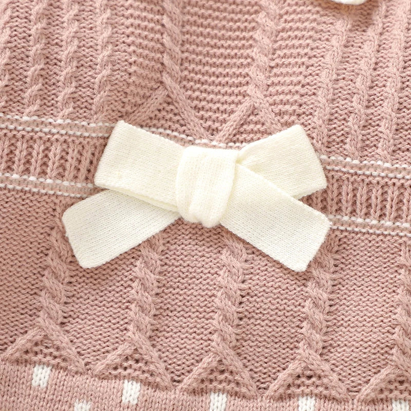 Adorable Vintage Pink Knit Long Sleeve Jumpsuit