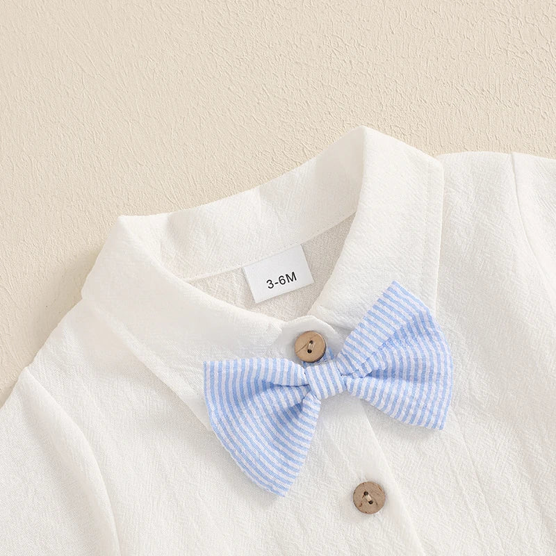 Classic Little Gentleman Romper and Suspender Shorts Set