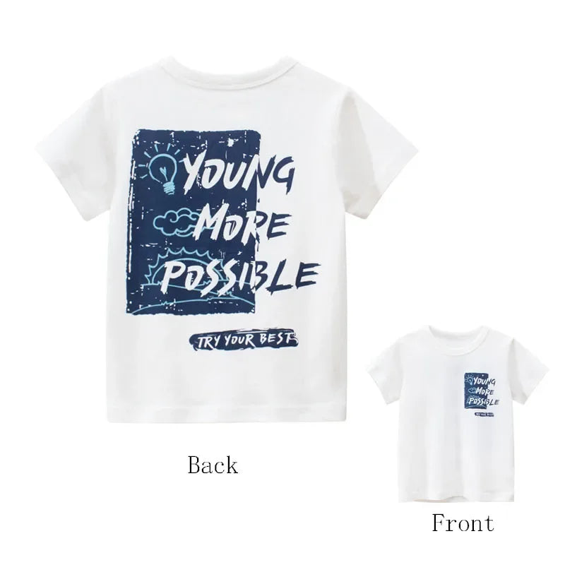 Graffiti Print Everyday Fun Kids Cotton Graphic Shirt