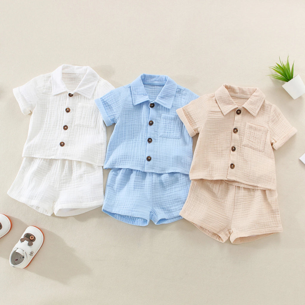 Little Gentleman Cotton Linen Summer Outfit Set