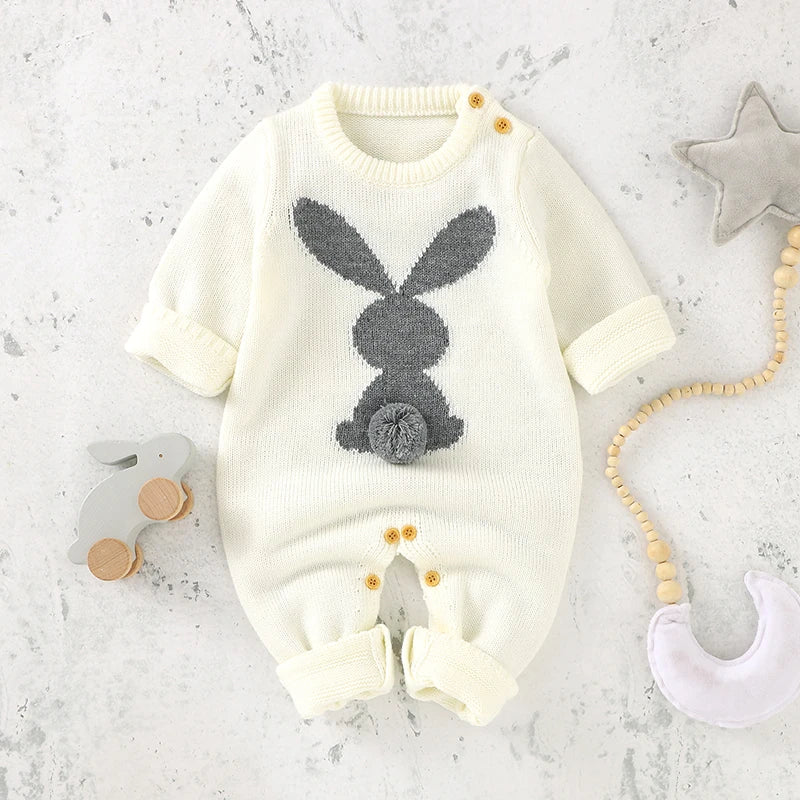 Cute Rabbit Knitted Baby Rompers for Newborns