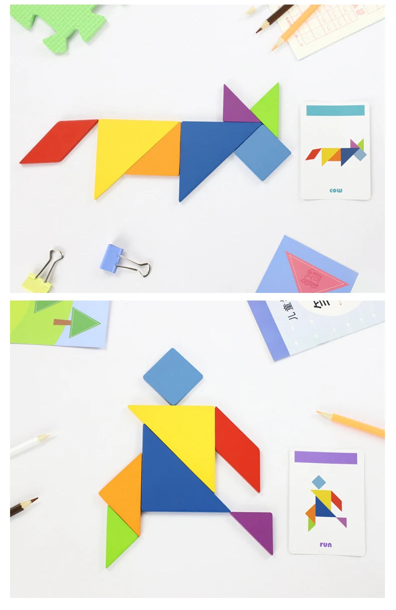 Colorful Shape Matching Tangram Puzzle Box