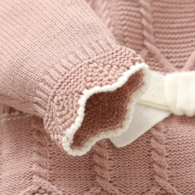 Adorable Vintage Pink Knit Long Sleeve Jumpsuit