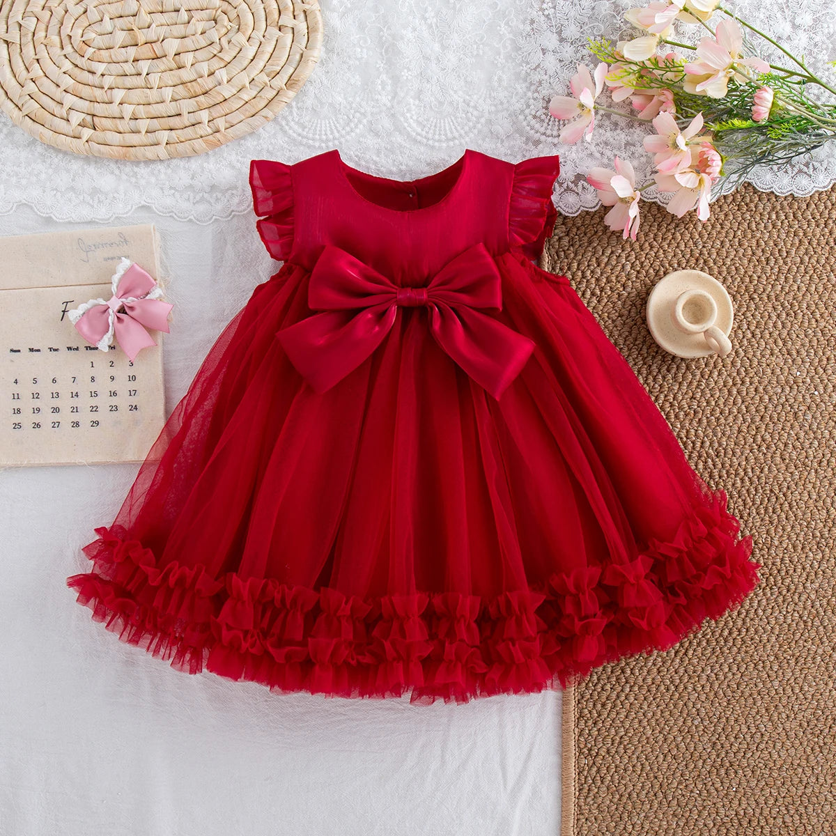 Adorable Baby Girl Chiffon Bow Dress