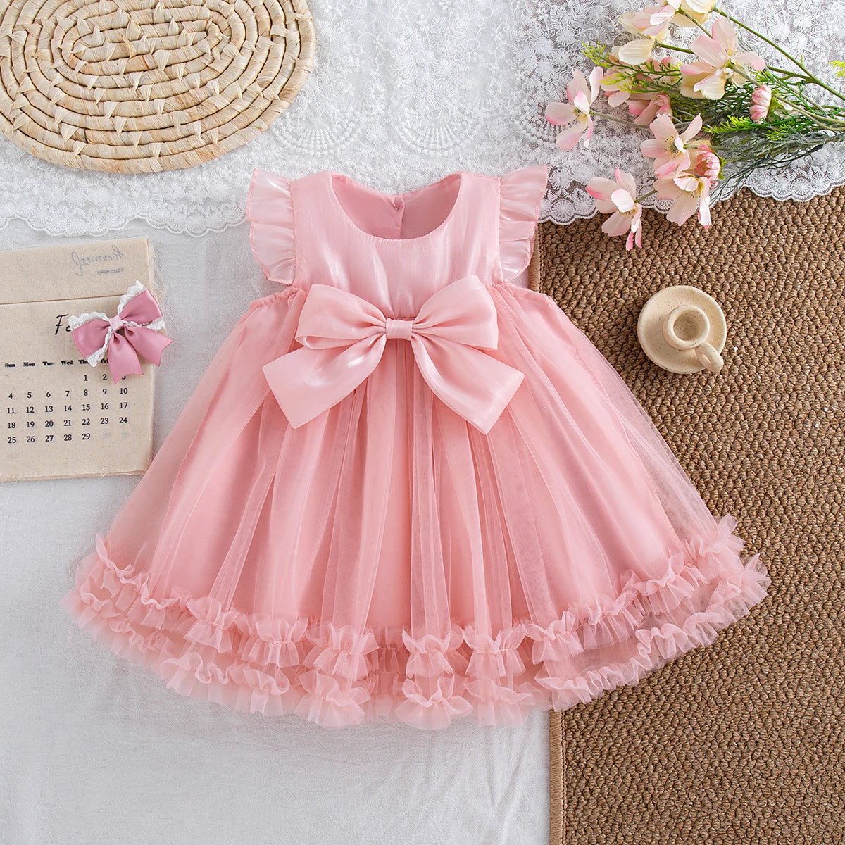 Adorable Baby Girl Chiffon Bow Dress