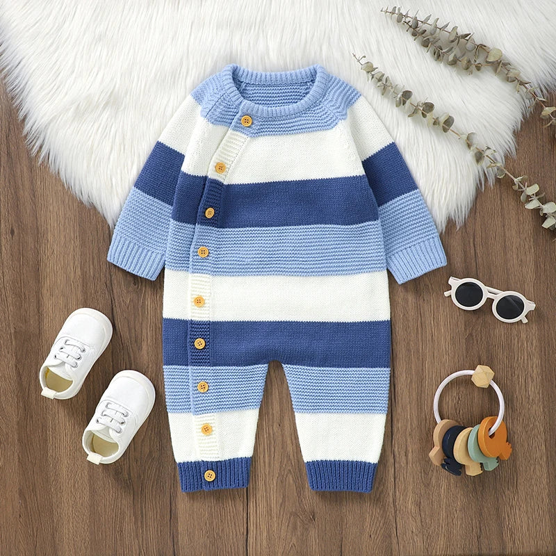 Striped Knit Baby Romper for Everyday Comfort