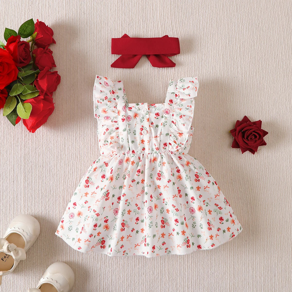 Sweet Blossom Floral Ruffle Baby Dress Set
