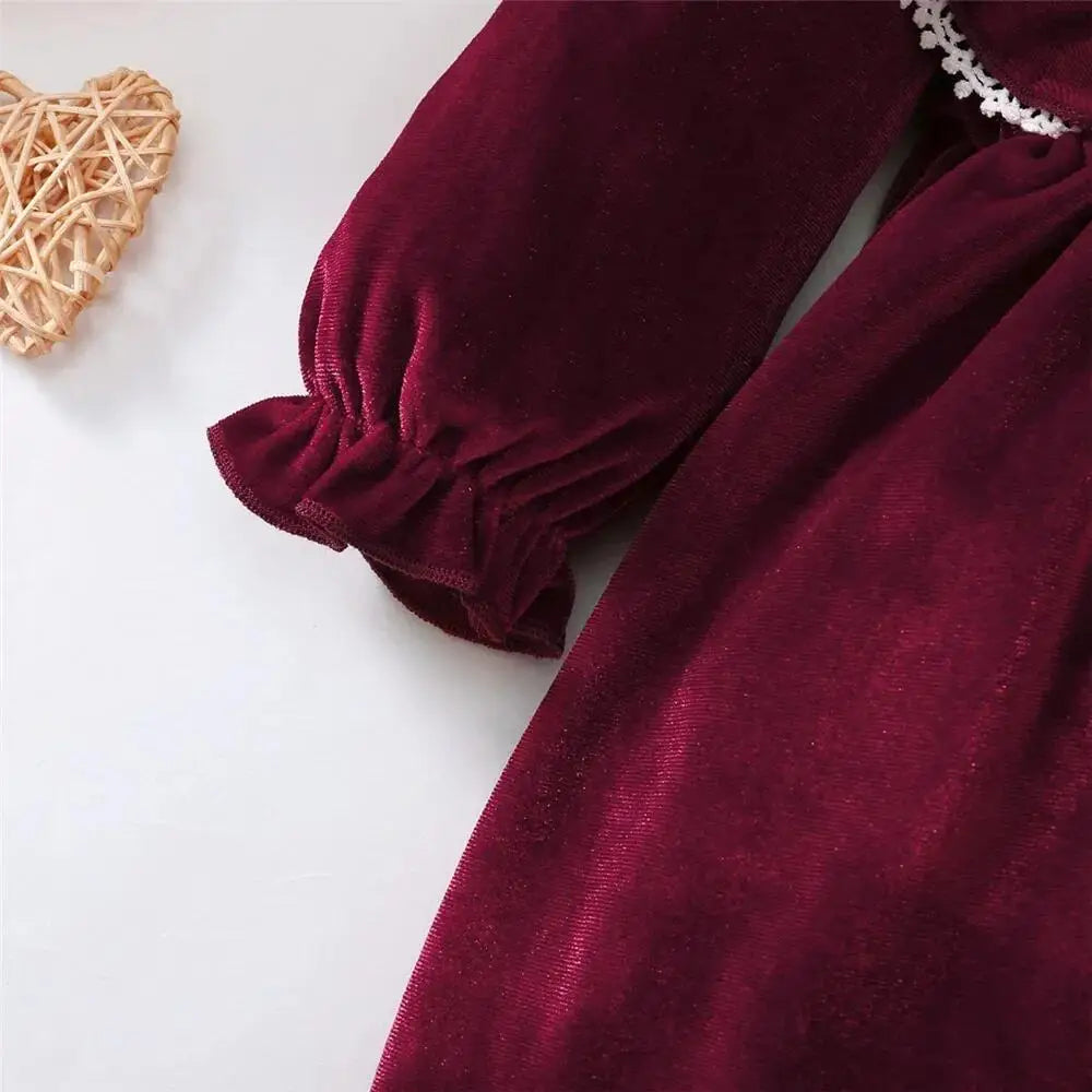 Burgundy Baby Girl Ruffle Dress