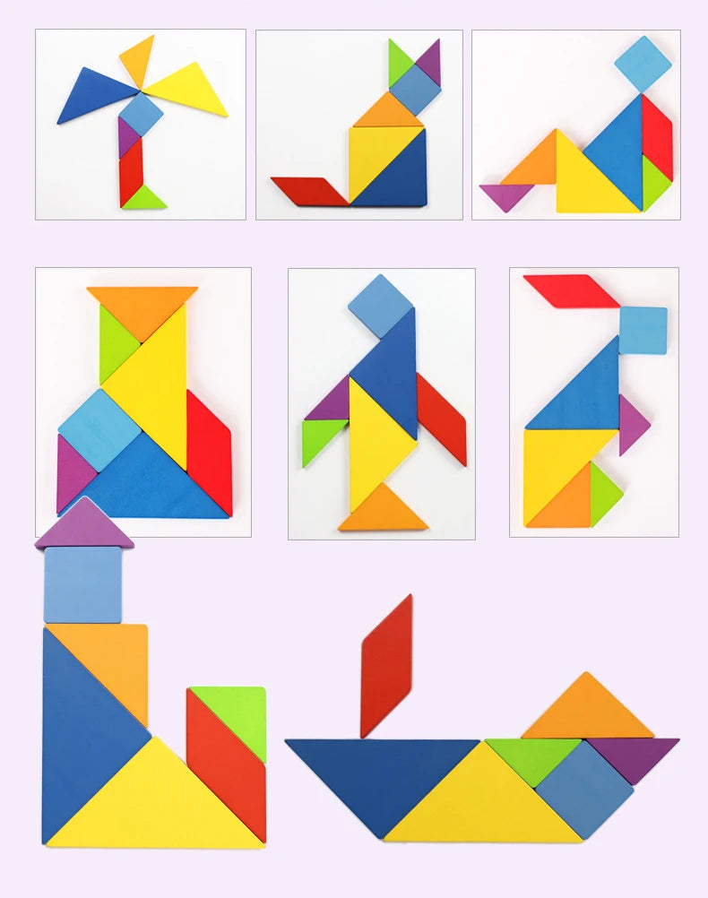 Colorful Shape Matching Tangram Puzzle Box