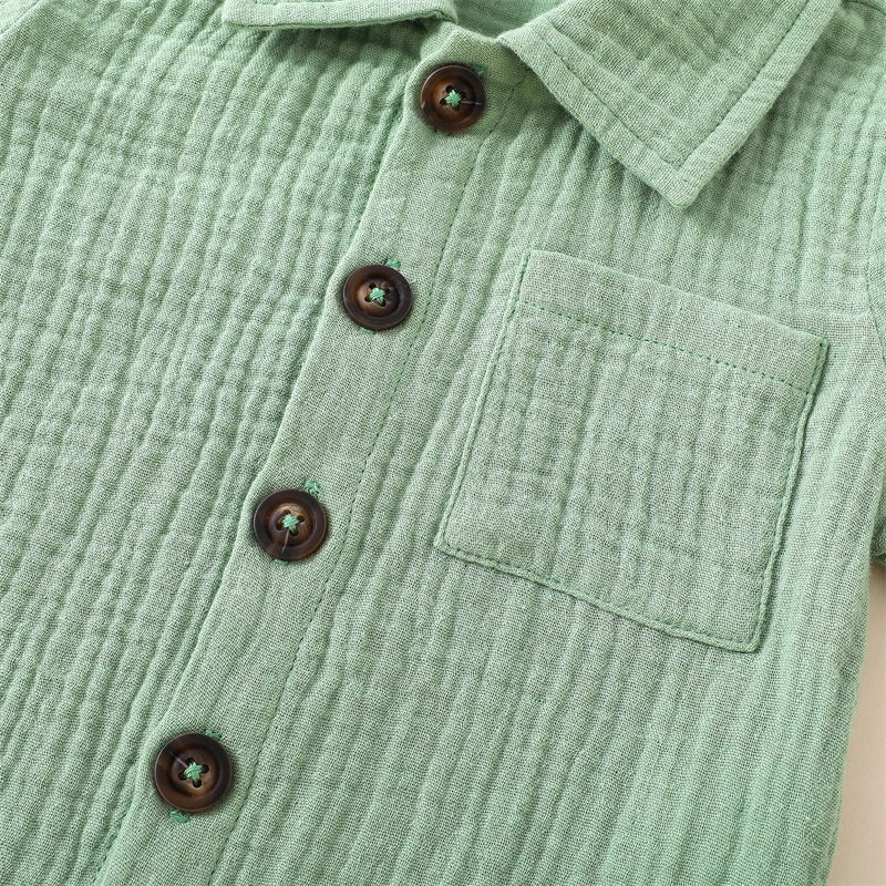 Little Gentleman Cotton Linen Summer Outfit Set