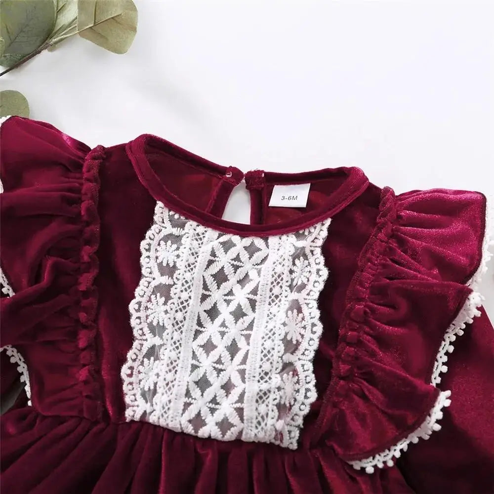 Burgundy Baby Girl Ruffle Dress
