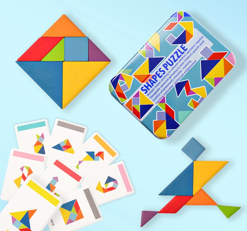 Colorful Shape Matching Tangram Puzzle Box